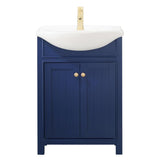 Design Element Marian 24 in. W x 17 in. D Bath Vanity in Blue with Ceramic Vanity Top in White with White Basin