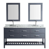 London 72" Gray Transitional Double Sink Vanity Set