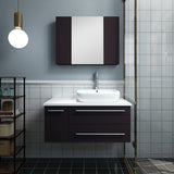 Fresca Lucera 36" Espresso Modern Wall Hung Right Offset Vessel Sink Bathroom Vanity