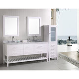 London 72″ White Transitional Double Sink Vanity w/ 60″ Linen Cabinet Set