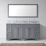 Virtu USA Talisa 72" Double Bathroom Vanity w/ Marble Top, Round Sink w/ Mirror