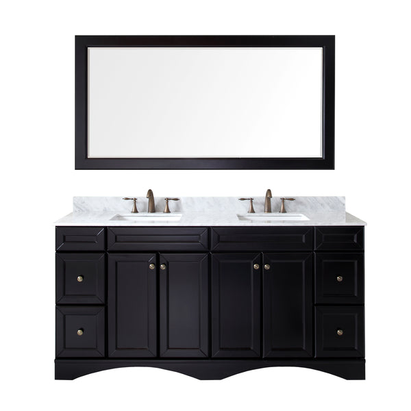 Virtu USA Talisa 72" Double Bathroom Vanity w/ Marble Top, Square Sink w/ Mirror