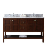 Virtu USA Winterfell 60" Double Bathroom Vanity w/ Round Sink, Faucet, Mirror