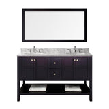 Virtu USA Winterfell 60" Double Bathroom Vanity w/ Round Sink, Faucet, Mirror