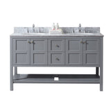 Virtu USA Winterfell 60" Double Bathroom Vanity with Marble Top and Round Sink
