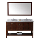 Virtu USA Winterfell 60" Double Bathroom Vanity w/ Sink, Chrome Faucet, Mirror