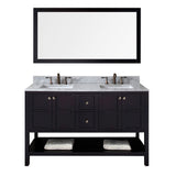 Virtu USA Winterfell 60" Double Bathroom Vanity w/ Square Sink, Faucet, Mirror