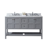 Virtu USA Winterfell 60" Double Bathroom Vanity with Marble Top and Square Sink
