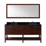 Virtu USA Winterfell 72" Double Bathroom Vanity w/ Granite Top, Sink, Mirror