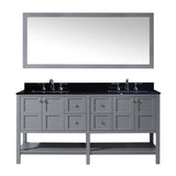 Virtu USA Winterfell 72" Double Bathroom Vanity w/ Granite Top, Sink, Mirror
