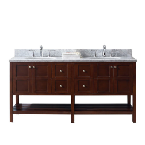 Virtu USA Winterfell 72" Double Bathroom Vanity with Marble Top and Round Sink