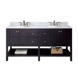 Virtu USA Winterfell 72" Double Bathroom Vanity with Marble Top and Round Sink