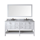 Virtu USA Winterfell 72" Double Bathroom Vanity w/ Sink, Chrome Faucet, Mirror