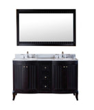 Virtu USA Khaleesi 60" Double Bathroom Vanity w/ Round Sink, Faucet, Mirror