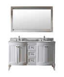 Virtu USA Khaleesi 60" Double Bathroom Vanity w/ Round Sink, Faucet, Mirror