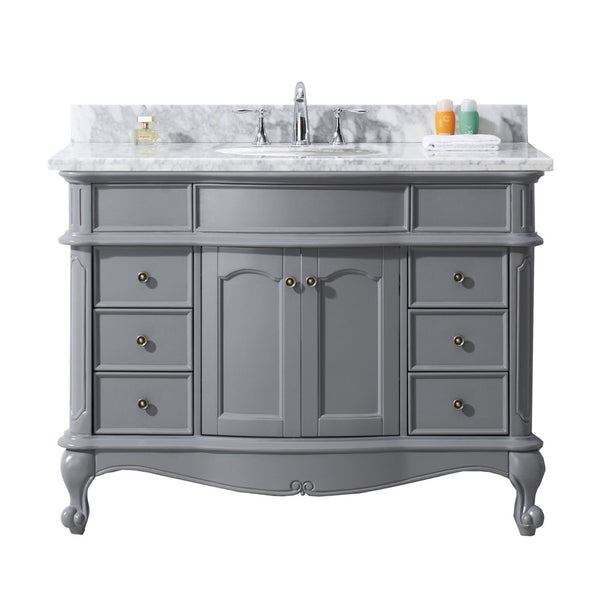 Virtu USA Norhaven 48" Single Bathroom Vanity with Marble Top and Round Sink