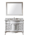 Virtu USA Norhaven 48" Single Bathroom Vanity w/ Marble Top, Round Sink, Mirror