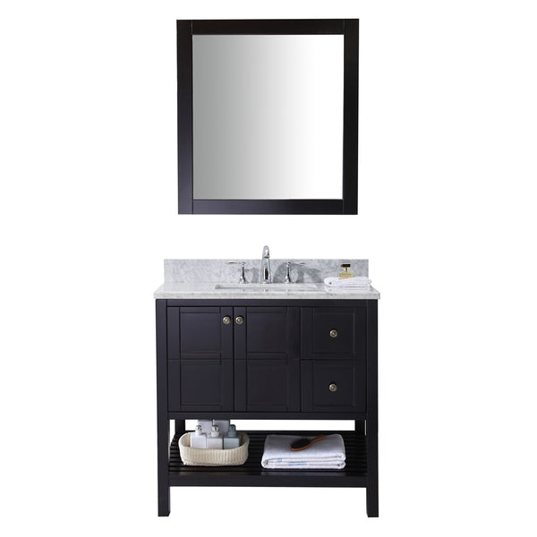 Virtu USA Winterfell 36" Single Bathroom Vanity w/ Square Sink, Mirror