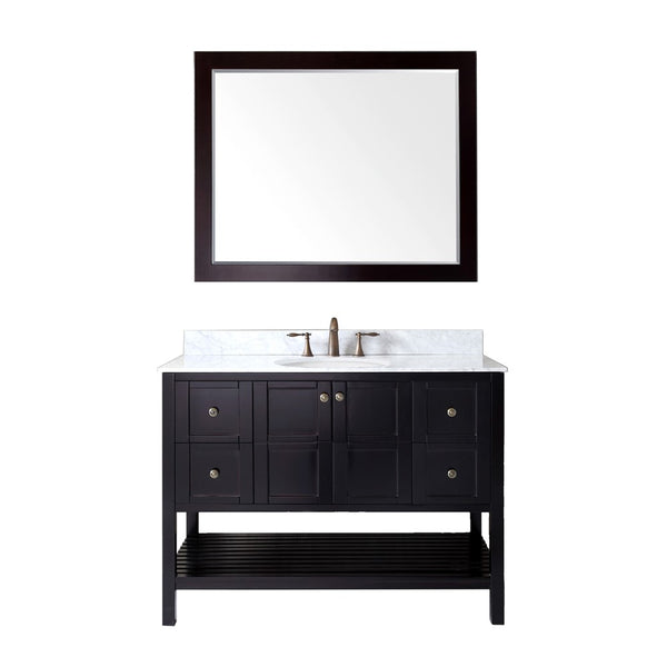 Virtu USA Winterfell 48" Single Bathroom Vanity w/ Round Sink, Mirror