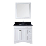 Virtu USA Elise 36" Single Bathroom Vanity w/ Black Granite Top, Sink, Mirror