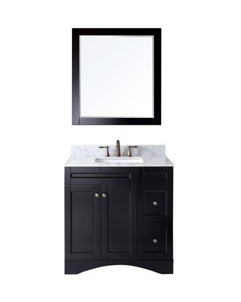 Virtu USA Elise 36" Single Bathroom Vanity w/ Marble Top, Square Sink w/ Mirror