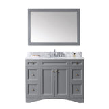 Virtu USA Elise 48" Single Bathroom Vanity w/ Marble Top, Round Sink w/ Mirror