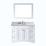 Virtu USA Elise 48" Single Bathroom Vanity w/ Marble Top, Round Sink w/ Mirror