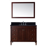 Virtu USA Tiffany 48" Single Bathroom Vanity w/ Black Granite Top, Sink, Mirror