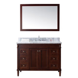 Virtu USA Tiffany 48" Single Bathroom Vanity w/ Marble Top, Round Sink w/ Mirror