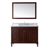 Virtu USA Tiffany 48" Single Bathroom Vanity w/ Marble Top, Square Sink, Mirror