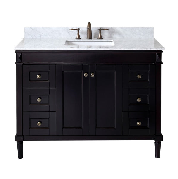 Virtu USA Tiffany 48" Single Bathroom Vanity with Marble Top and Square Sink
