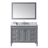 Virtu USA Tiffany 48" Single Bathroom Vanity w/ Marble Top, Square Sink, Mirror