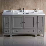 Fresca Oxford 60" Gray Traditional Bathroom Cabinets w/ Top & Sink