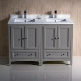 Fresca Oxford 48" Gray Traditional Double Sink Bathroom Cabinets w/ Top & Sinks