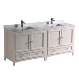Fresca Oxford 72" Antique White Traditional Double Sink Bathroom Cabinets