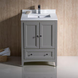 Fresca Oxford 24" Gray Traditional Bathroom Cabinet w/ Top & Sinks