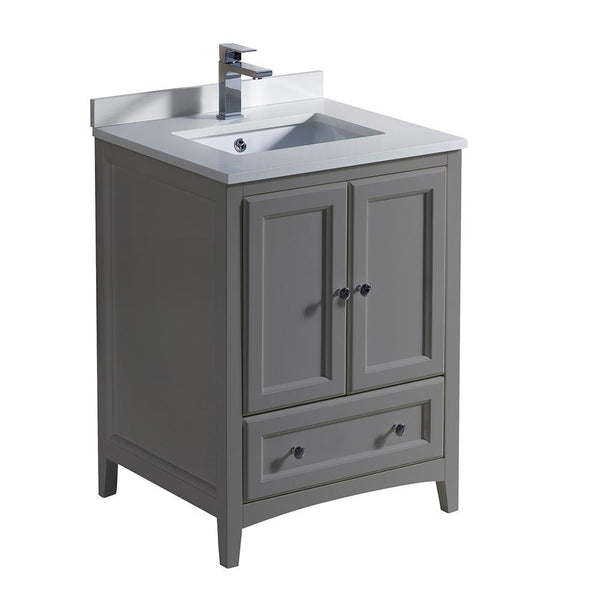 Fresca Oxford 24" Gray Traditional Bathroom Cabinet w/ Top & Sinks