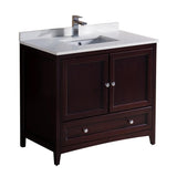 Fresca Oxford 36" Mahogany Traditional Bathroom Cabinet w/ Top & Sink