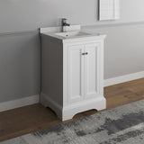 Fresca Windsor 24" Matte White Traditional Bathroom Cabinet w/ Top  Sink | FCB2424WHM-CWH-U