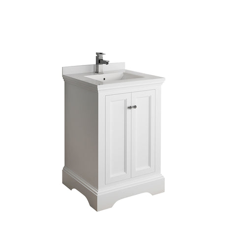 Fresca Windsor 24" Matte White Traditional Bathroom Cabinet w/ Top  Sink | FCB2424WHM-CWH-U