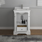 Fresca Windsor 24" Matte White Traditional Bathroom Cabinet w/ Top & Sink | FCB2424WHM-CWH-U