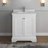 Fresca Windsor 30" Matte White Traditional Bathroom Cabinet w/ Top  Sink | FCB2430WHM-CWH-U