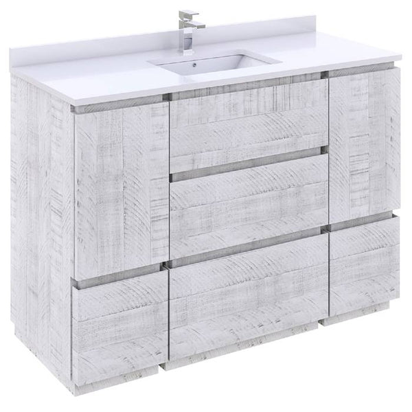 Fresca Formosa 48" Rustic White Modern Freestanding Bathroom Vanity | FCB31-122412RWH-FC-CWH-U