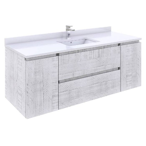 Fresca Formosa 53" Rustic White Modern Wall Hung Bathroom Base Cabinet | FCB31-123012RWH