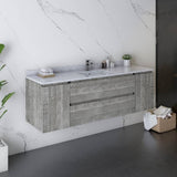 Fresca Formosa 60" Ash Modern Wall Hung Bathroom Vanity | FCB31-123612ASH-CWH-U