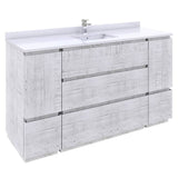 Fresca Formosa 60" Rustic White Modern Freestanding Bathroom Vanity | FCB31-123612RWH-FC-CWH-U
