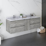 Fresca Formosa 60" Ash Modern Wall Mount Double Sink Bathroom Vanity | FCB31-241224ASH-CWH-U