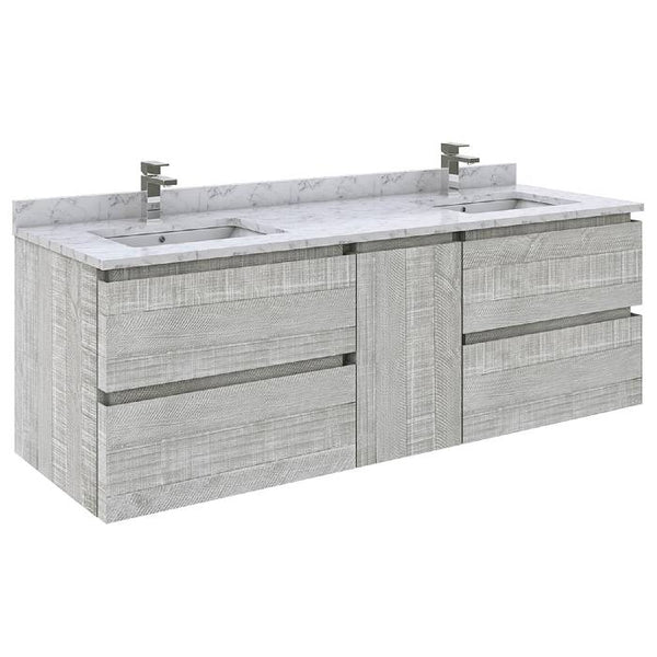 Fresca Formosa 60" Ash Modern Wall Mount Double Sink Bathroom Vanity | FCB31-241224ASH-CWH-U