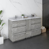 Fresca Formosa 60" Ash Modern Freestanding Double Sink Bathroom Vanity | FCB31-241224ASH-FC-CWH-U