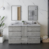 Fresca Formosa 60" Ash Modern Freestanding Double Sink Bathroom Vanity | FCB31-241224ASH-FC-CWH-U